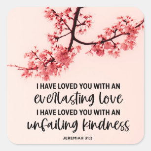 Adesivo Quadrado Jeremiah 31:3 Eu Te Amo Bíblia Verse