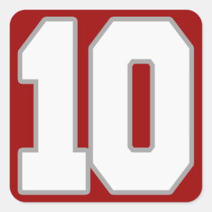 Adesivo Quadrado Jérsei branco e de prata número 10