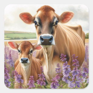 Adesivo Quadrado Jersey Cow e Calf Wildflower