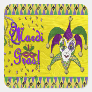 Adesivo Quadrado Jester Mask Mardi Gras Harlequin