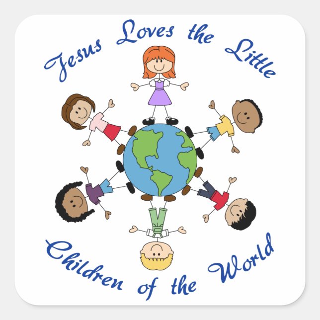 Adesivo Quadrado Jesus ama as crianças (Frente)