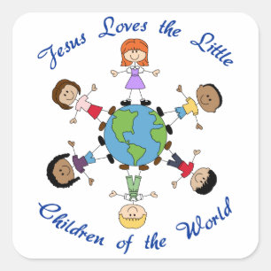 Adesivo Quadrado Jesus ama as crianças