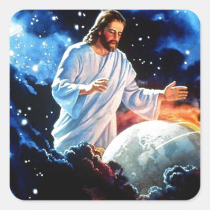 Adesivo Quadrado Jesus-Amor--Mundo
