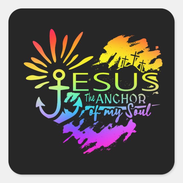 Adesivo Quadrado Jesus Anchor of My Soul – Heart Cross (Frente)