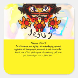 Adesivo Quadrado jesus com girassóis, gigante da caneca de café not