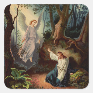 Adesivo Quadrado Jesus Cristo com anjo 