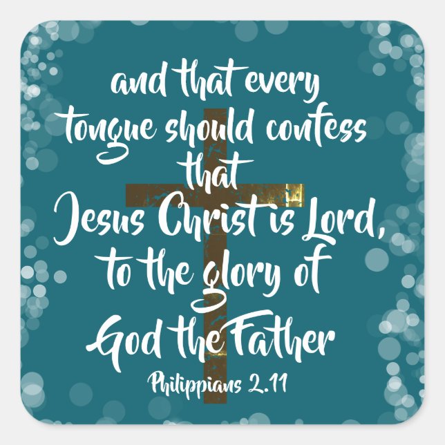 Adesivo Quadrado Jesus Cristo é Lord KJV Bíblia Verse (Frente)