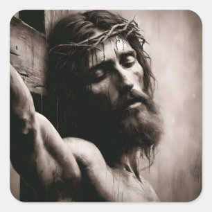 Adesivo Quadrado Jesus Cristo Na Cruz Religiosa