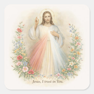 Adesivo Quadrado Jesus Divina Misericórdia Primeira Comunhão