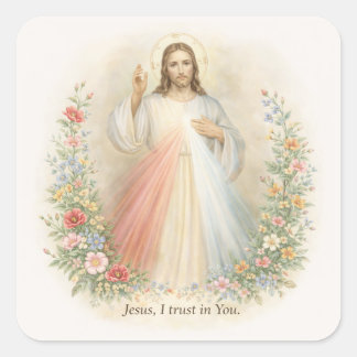 Adesivo Quadrado Jesus Divine Mercy First Holy Communion