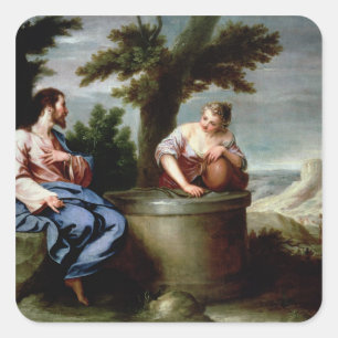 Adesivo Quadrado Jesus e a mulher do samaritano