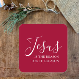 Adesivo Quadrado Jesus é a razão para a época do Natal Vermelho