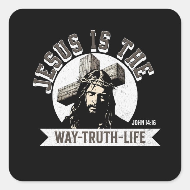 Adesivo Quadrado Jesus É A Verdade E A Vida (Frente)