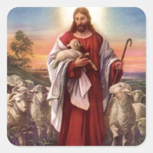 Adesivo Quadrado Jesus e borregos