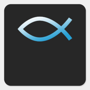 Adesivo Quadrado Jesus Fish Ichtys Christian Symbol Blue
