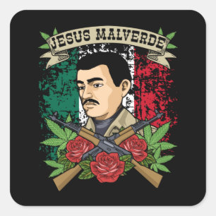 Adesivo Quadrado Jesus Malverde Gift Women & Men Jesus Malverde