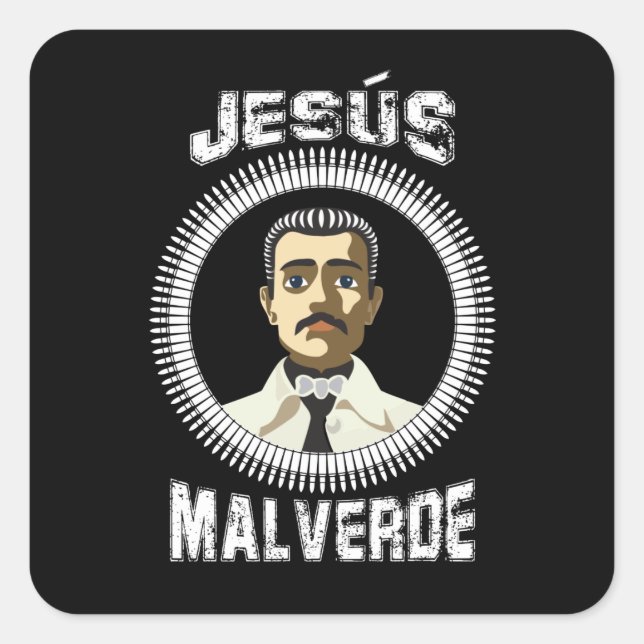 Adesivo Quadrado Jesus Malverde Mexicano Hero Gift Jesus Malverde (Frente)