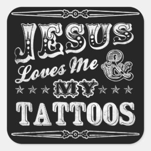 Adesivo Quadrado Jesus me ama e meus palitos de tatuagens