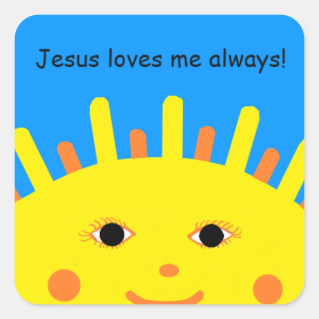 Adesivo Quadrado Jesus Me Ama Sempre Pau (Frente)