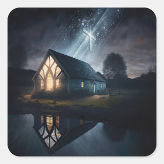 Adesivo Quadrado Jesus mora aqui