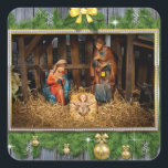 Adesivo Quadrado Jesus nascer<br><div class="desc">jesus christmas cristo mary,  festinha de neve ano feliz,  feliz animais de época de inverno,  pai santo bebê,  xmas magi christianity,  bíblia religiosa de criança estável,  religião noturna virgem da família,  natividade natal nascer,  nascimento joseph christian manger,  natal jesus cristo mary, </div>