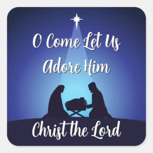 Adesivo Quadrado Jesus no Presépio Cena de Natal Religiosa