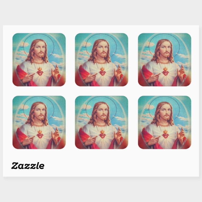 Adesivo Quadrado Jesus Prayer traditional photography stickers (Folha)
