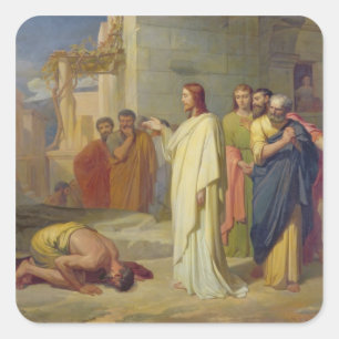 Adesivo Quadrado Jesus que cura o Leper, 1864