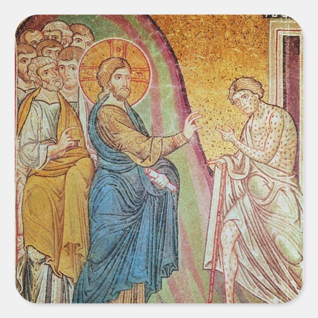 Adesivo Quadrado Jesus que cura um leper (Frente)