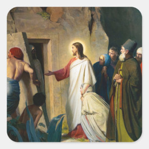 Adesivo Quadrado Jesus Raising de Lazarus por Carl Bloch