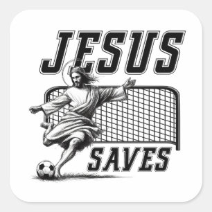Adesivo Quadrado Jesus Salva e Marca - Meme Engraçado de Jesus Fute