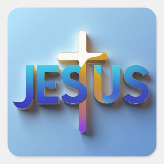 Adesivo Quadrado Jesus Sticker - Christian Faith Decal Ai design (Frente)