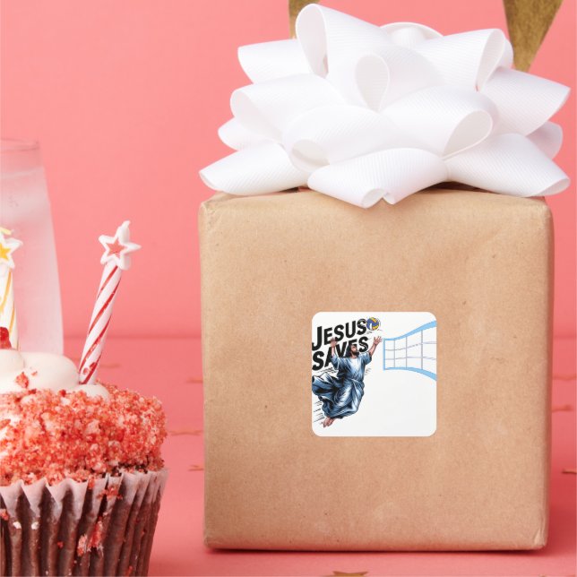 Adesivo Quadrado Jesus Voleibol Salva Fé Cristã Encantada (Festa)