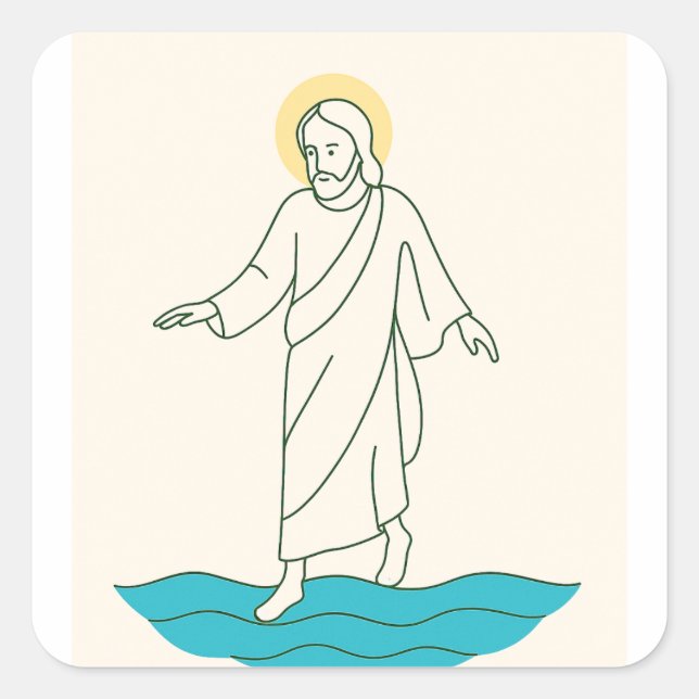 Adesivo Quadrado Jesus Walking on Water Sticker (Frente)