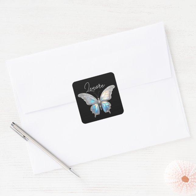 Adesivo Quadrado Jewel Butterfly Opal e Prata (Envelope)