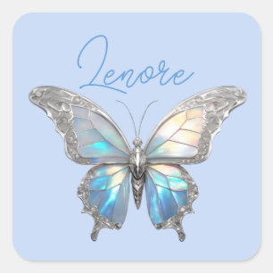 Adesivo Quadrado Jewel Butterfly Opal e Prata