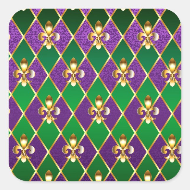 Adesivo Quadrado Jewelry Background Mardi Gras (Frente)