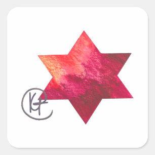 Adesivo Quadrado Jewish Star Heart of Fire Art