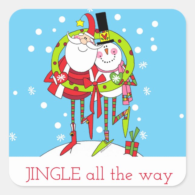 Adesivo Quadrado Jingle até os autocolantes (Frente)