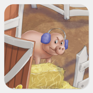 Adesivo Quadrado Jingle Jingle Little Gnome Sr. Pig Stickers