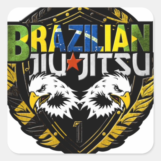 Adesivo Quadrado Jiu Jitsu Emblem (Frente)