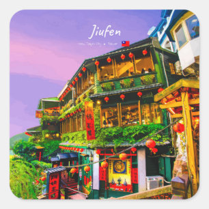 Adesivo Quadrado Jiufen, Taiwan - Antiga Casa de Chá