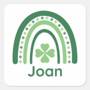 Adesivo Quadrado Joan Name Clover Boho Rainbow