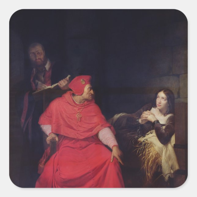 Adesivo Quadrado Joan of Arc e o Cardeal de Winchester (Frente)