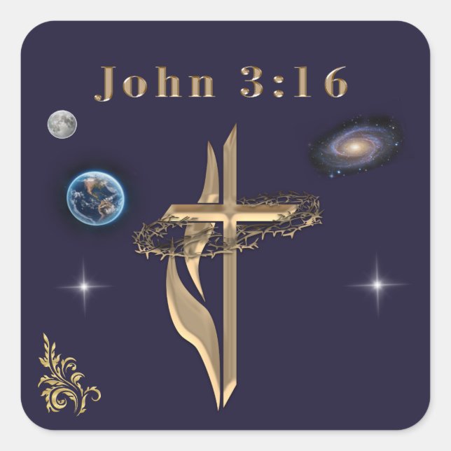 Adesivo Quadrado João 3:16 (Frente)