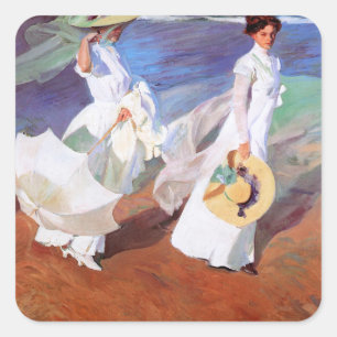 Adesivo Quadrado Joaquin Sorolla Women Walking Beach
