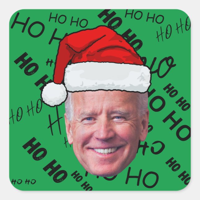 Adesivo Quadrado Joe Biden Funny Green Ho Natal (Frente)