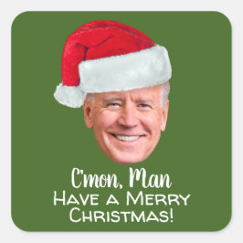 Adesivo Quadrado Joe Biden Santa Hat C'mon Man Feliz Natal