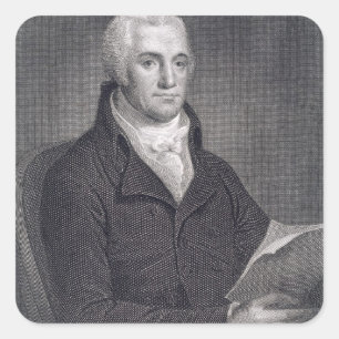Adesivo Quadrado Joel Barlow (1754-1812), gravado pelo calcinador