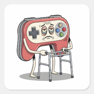 Adesivo Quadrado Jogador Antigo Divertido Jogos Retro Video Game 80